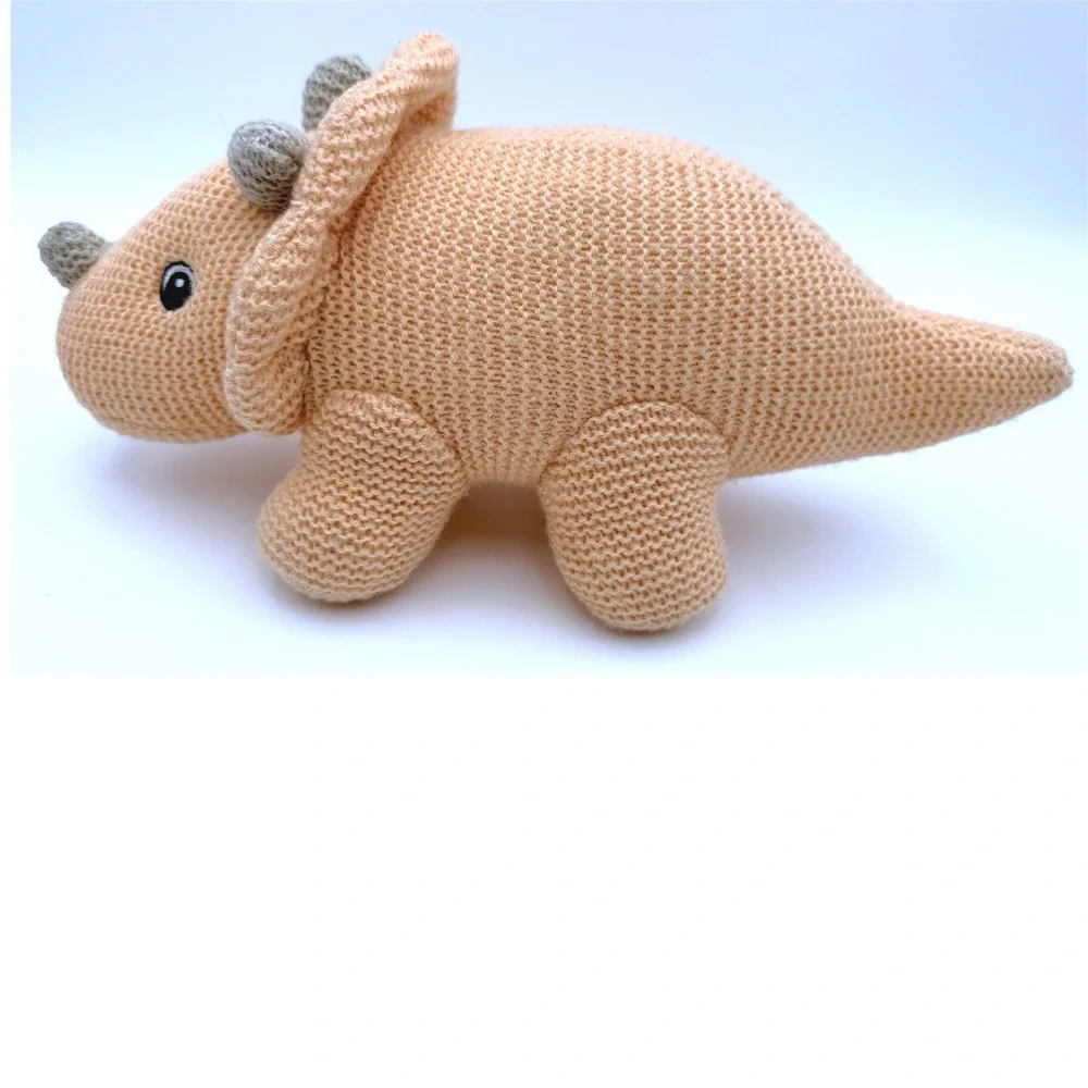 Walmart Spark-Create-Imagine Knitted Triceratops Dinosaur Plush RATTLE Peach 13